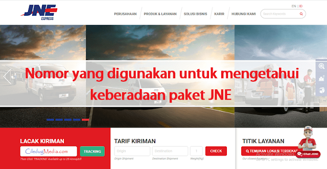 Nomor yang digunakan untuk mengetahui keberadaan paket JNE